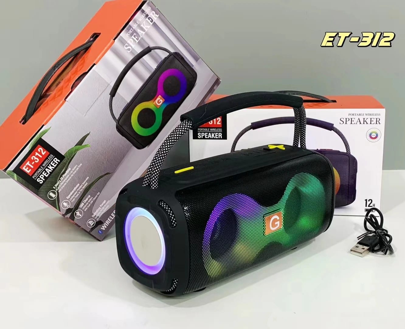 ET-312 RGB Wireless Bluetooth Rechargeable Portable Speaker