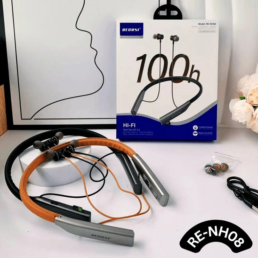 RECRSI NH08 100hrs Gaming & Soft PU Leather Neckband