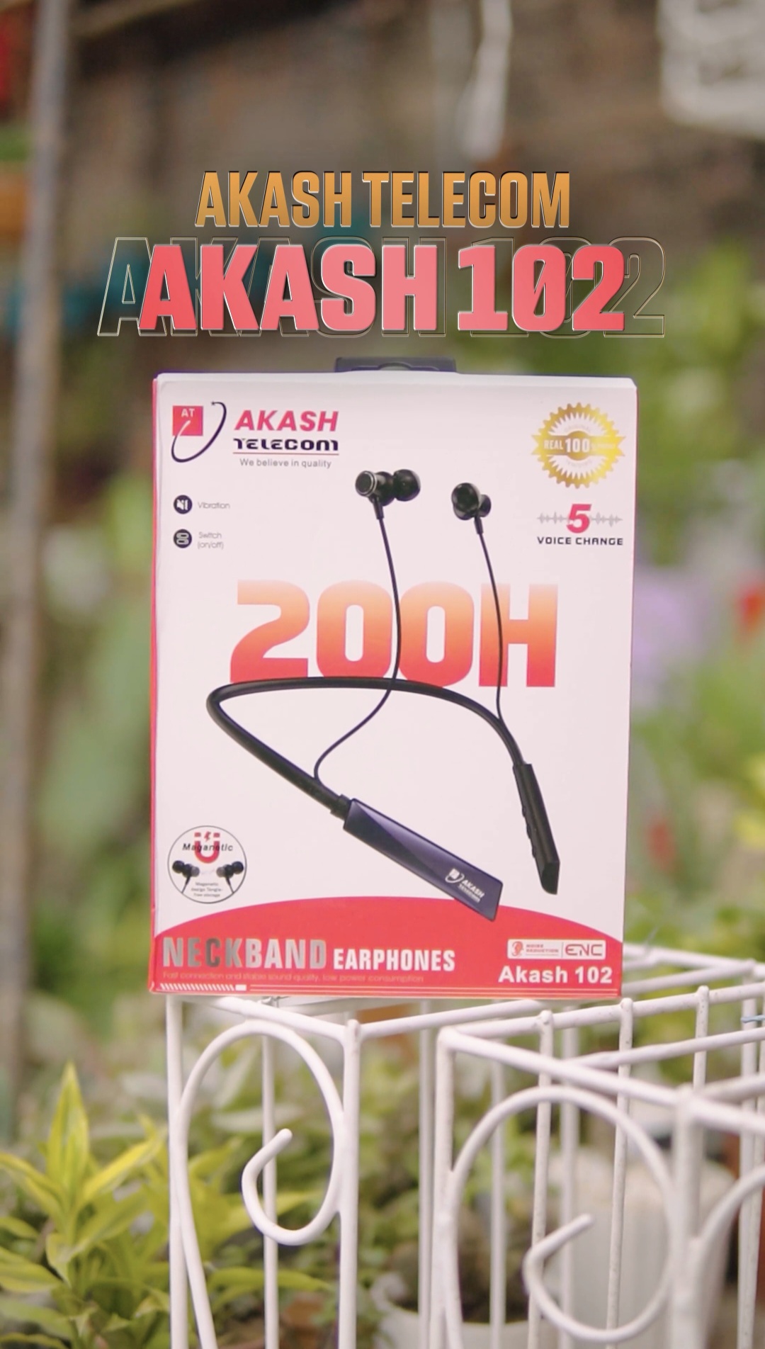 200 Hours Battery Backup | Akash -102 Bluetooth Neckband